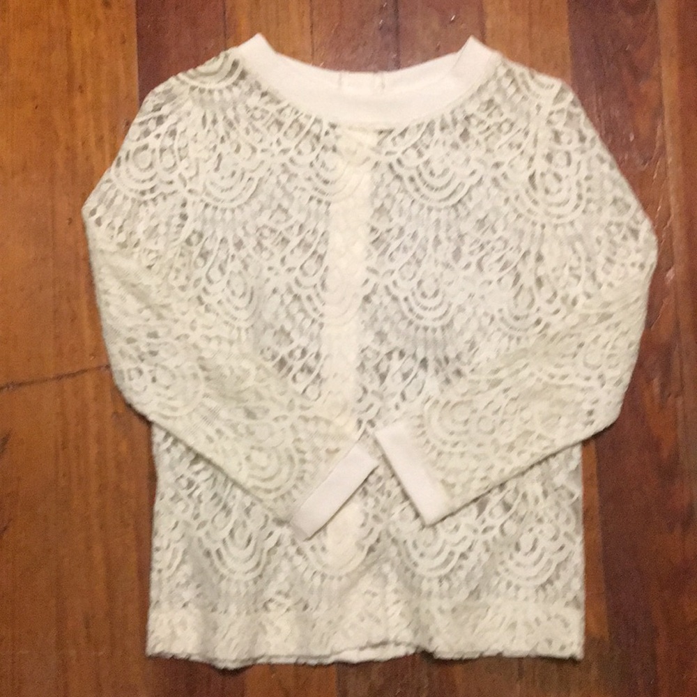 Lace long sleeve button up on back new